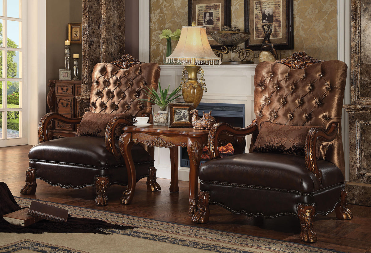 Dresden Golden Brown Velvet & Cherry Oak Chair & 1 Pillow  Las Vegas Furniture Stores