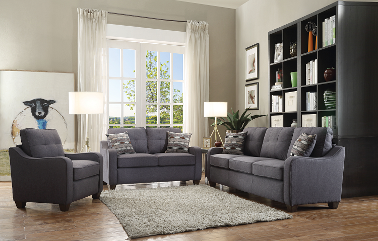Cleavon II Gray Linen Sofa w/2 Pillows  Las Vegas Furniture Stores