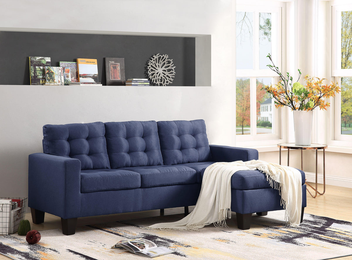 Earsom Blue Linen Sectional Sofa (Rev. Chaise)  Las Vegas Furniture Stores