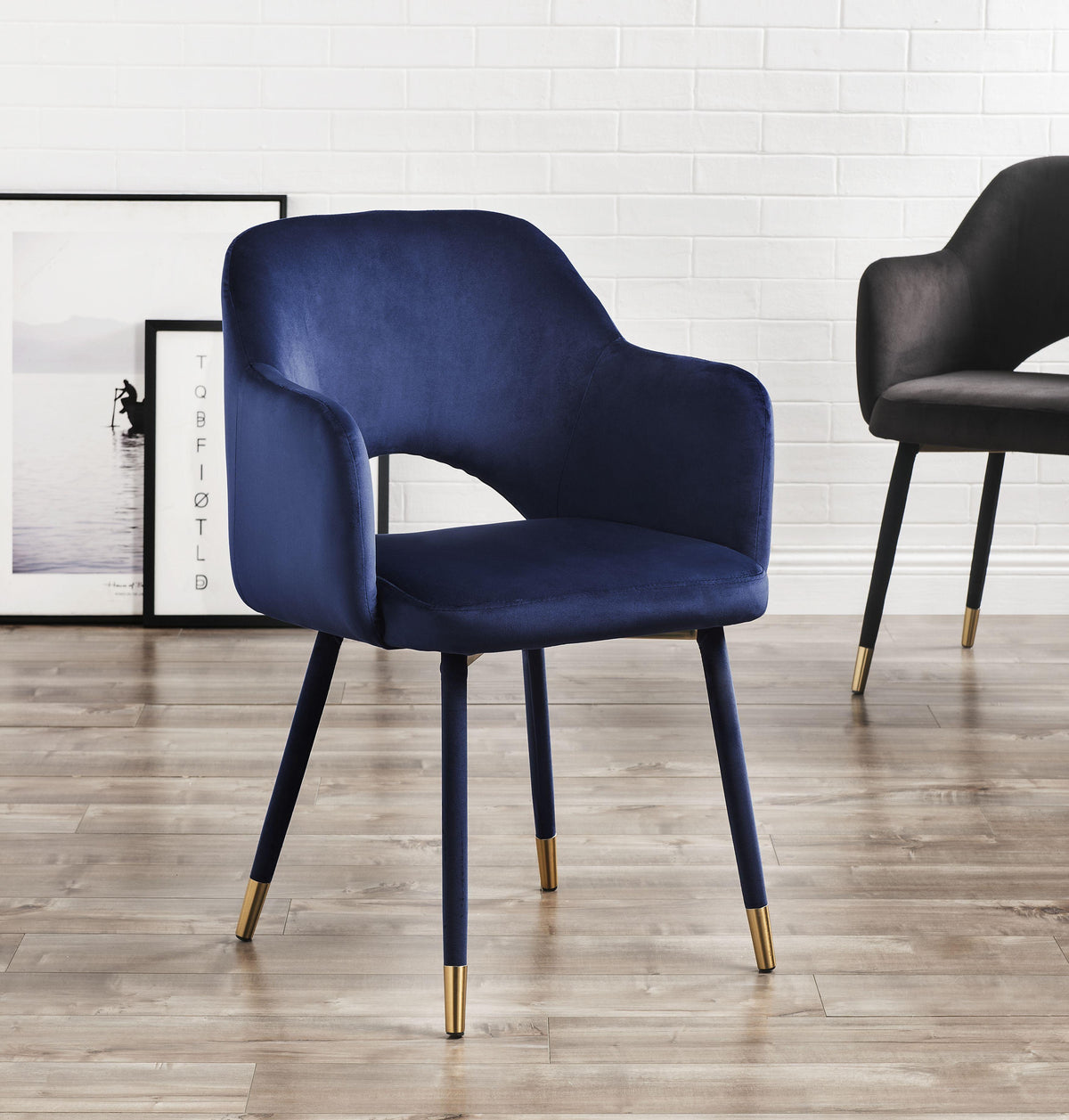 Applewood Ocean Blue Velvet & Gold Accent Chair  Las Vegas Furniture Stores