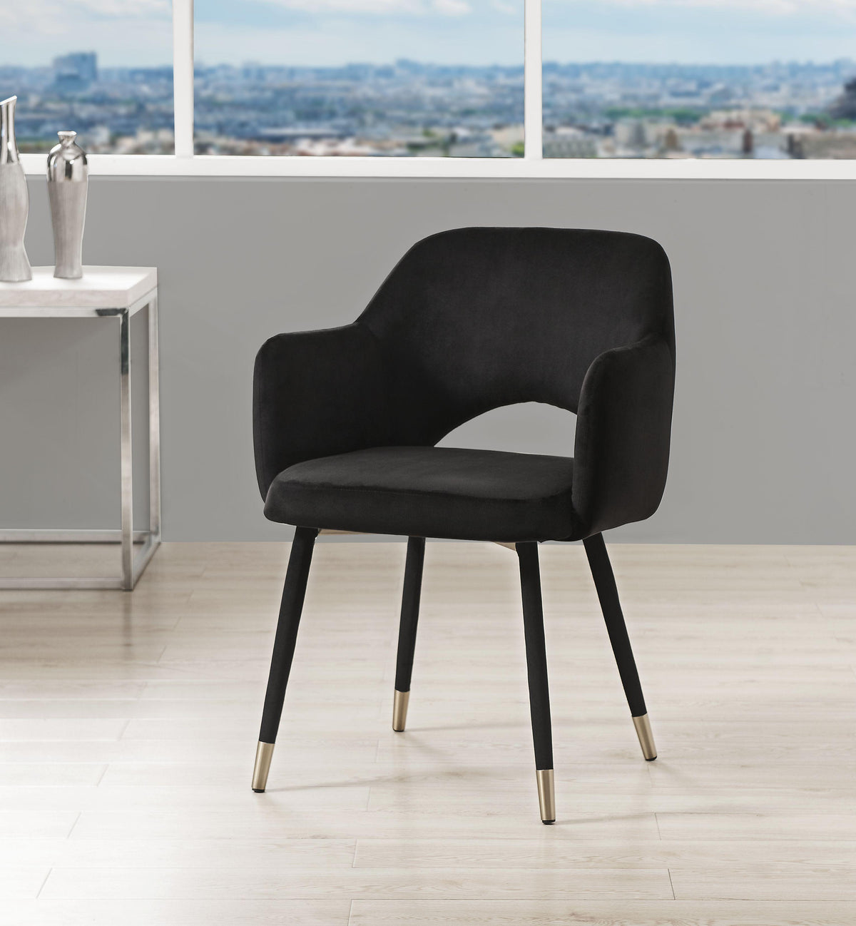 Applewood Black Velvet & Gold Accent Chair  Las Vegas Furniture Stores