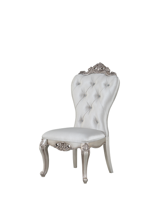 Gorsedd Cream Fabric & Antique White Side Chair  Las Vegas Furniture Stores