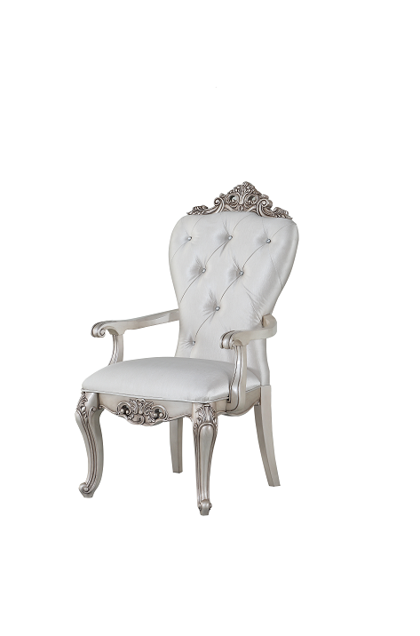 Gorsedd Cream Fabric & Antique White Arm Chair  Las Vegas Furniture Stores