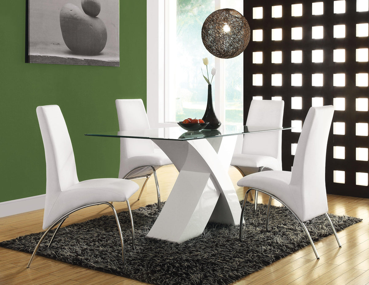 Pervis White & Clear Glass Dining Table  Las Vegas Furniture Stores