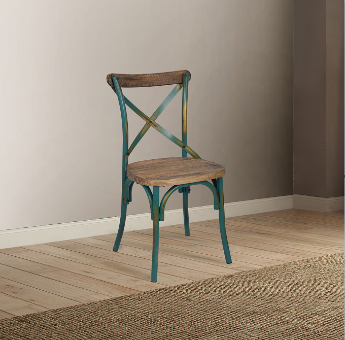 Zaire Antique Turquoise & Antique Oak Side Chair (1Pc)  Las Vegas Furniture Stores