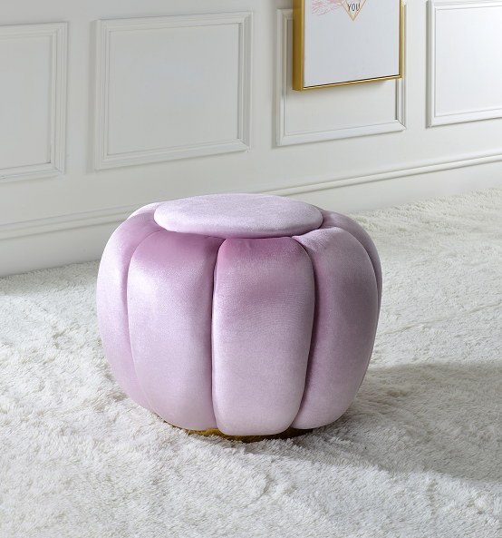 Heiress Bubblegum Pink Velvet Ottoman  Las Vegas Furniture Stores