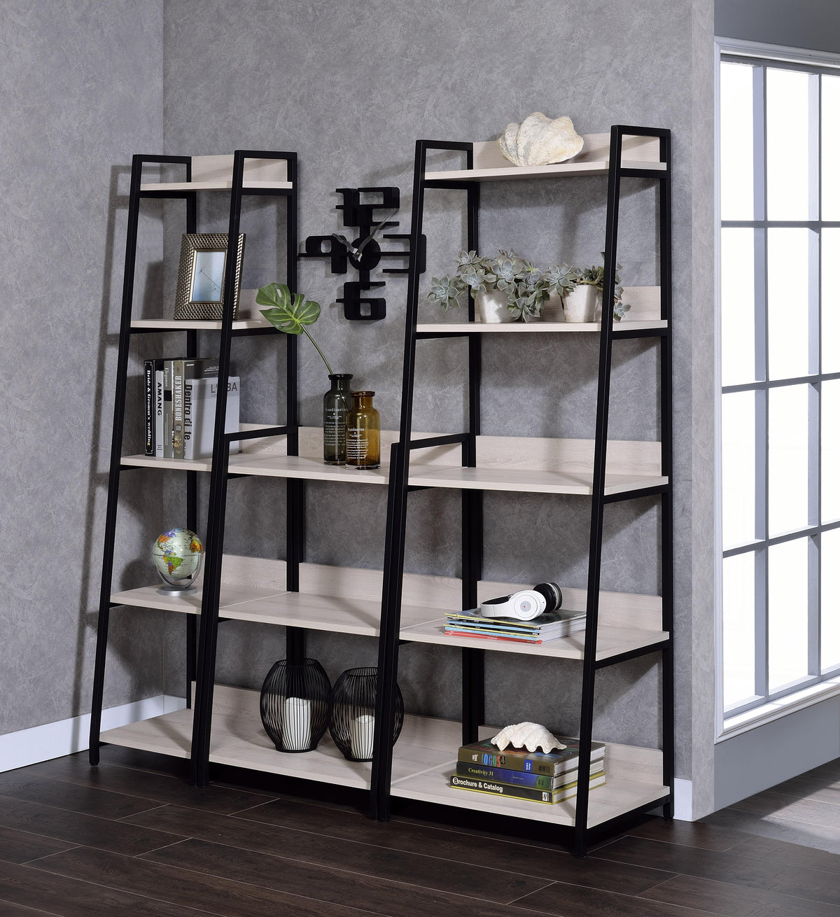 Wendral Natural & Black Bookshelf (3-Tier)  Las Vegas Furniture Stores