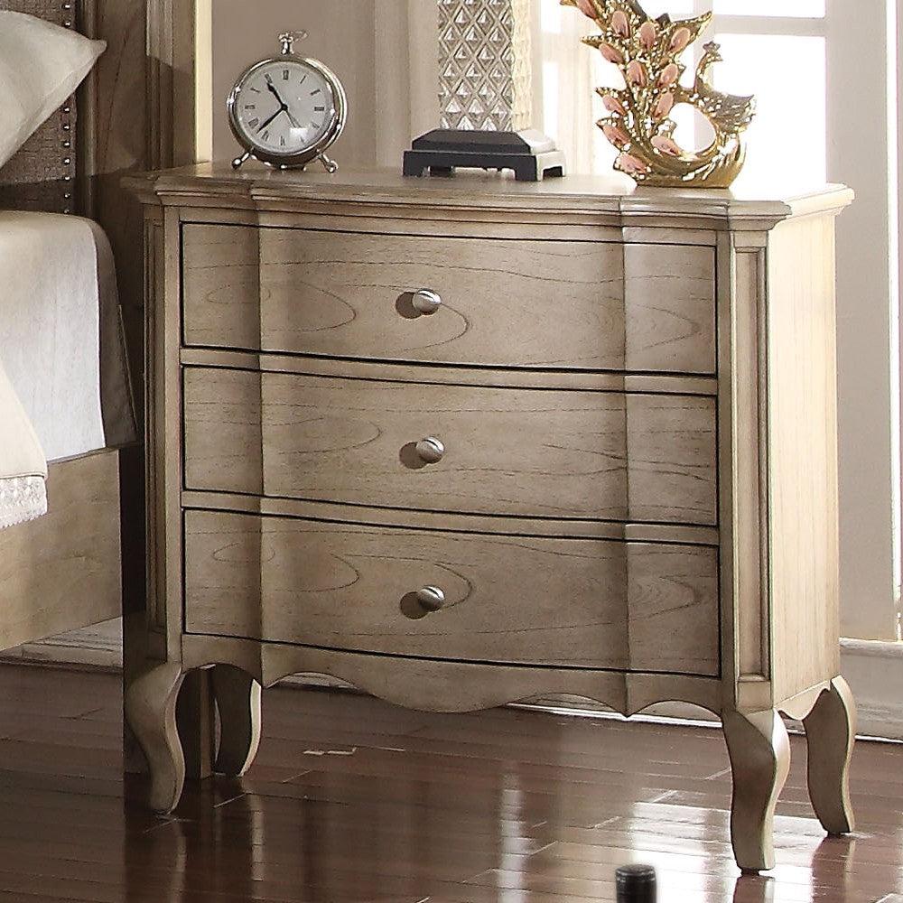 Acme Chelmsford 3-Drawer Nightstand in Antique Taupe 26053  Las Vegas Furniture Stores