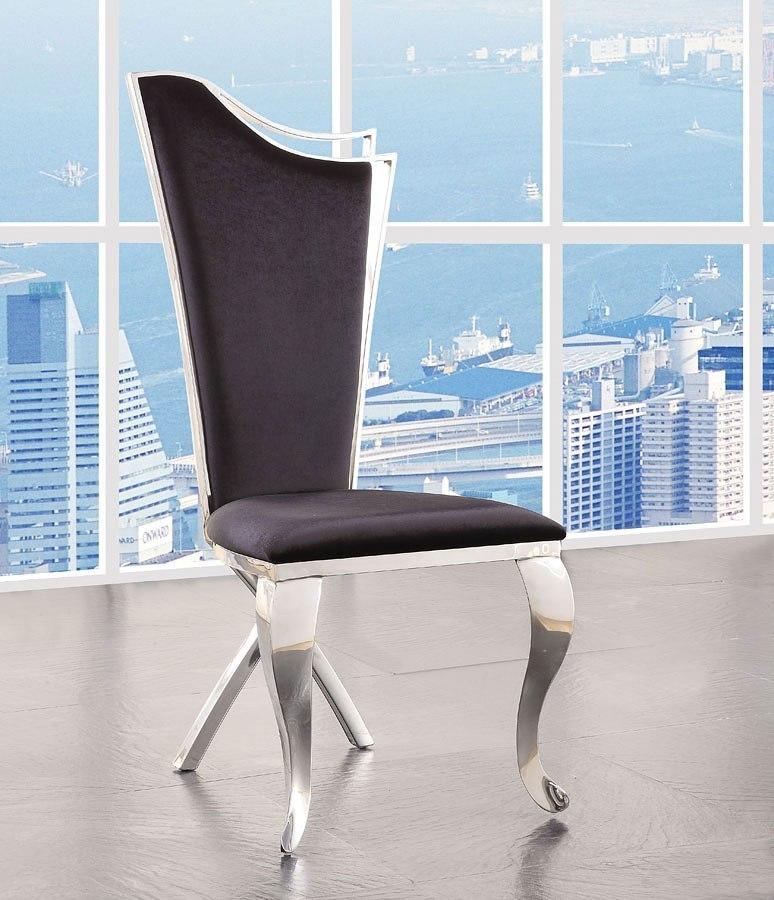 ACME Cyrene Faux Fabric Side Chair (Set of 2) in Stainless Steel 62079  Las Vegas Furniture Stores