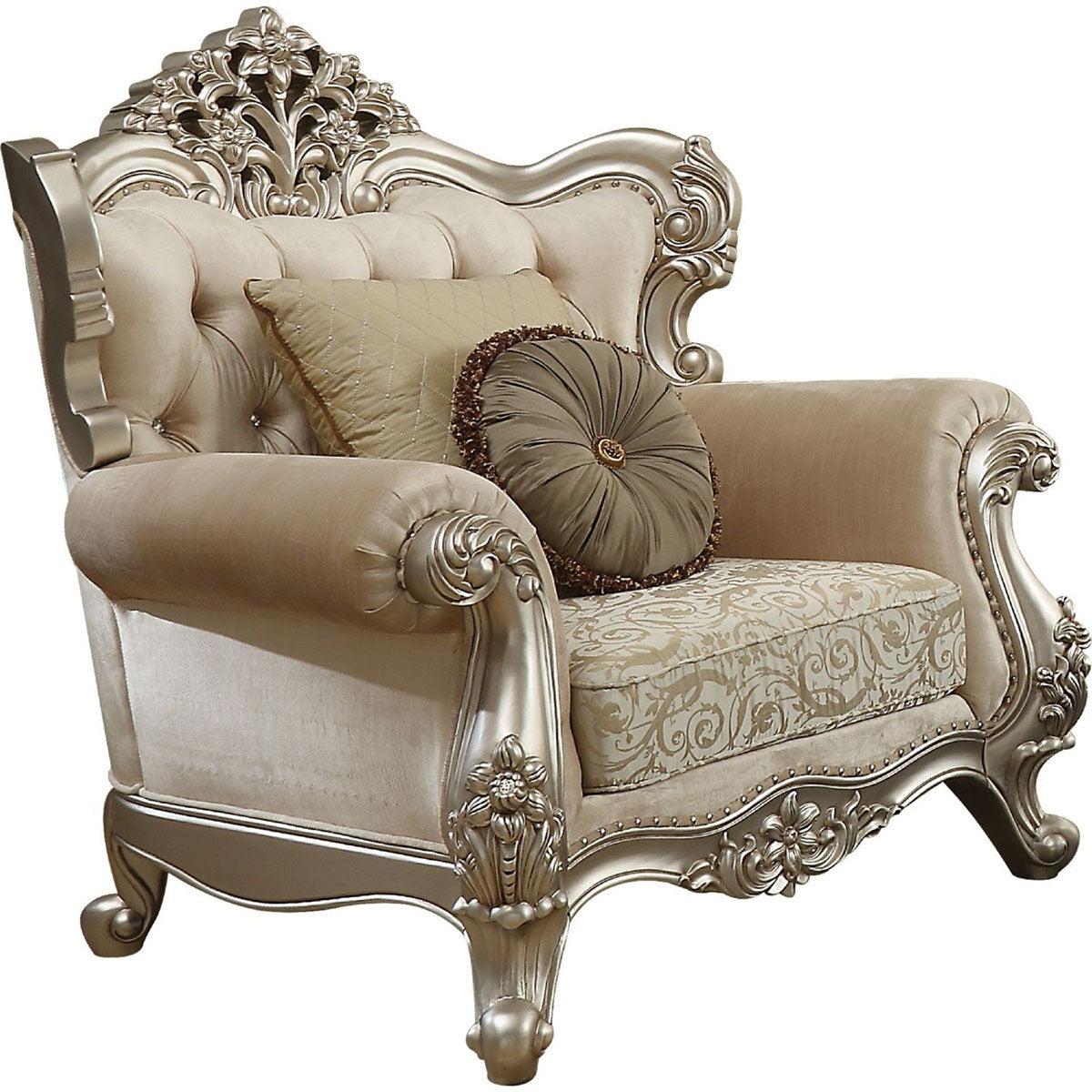 Acme Furniture Bently Chair with 2 Pillows in Champagne 50662  Las Vegas Furniture Stores