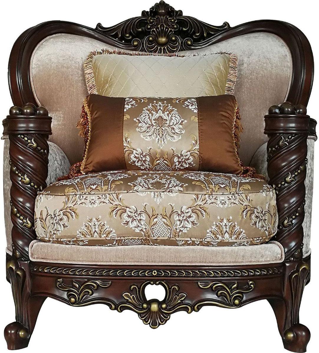 Acme Furniture Devayne Chair with 2 Pillows in Dark Walnut 50687  Las Vegas Furniture Stores