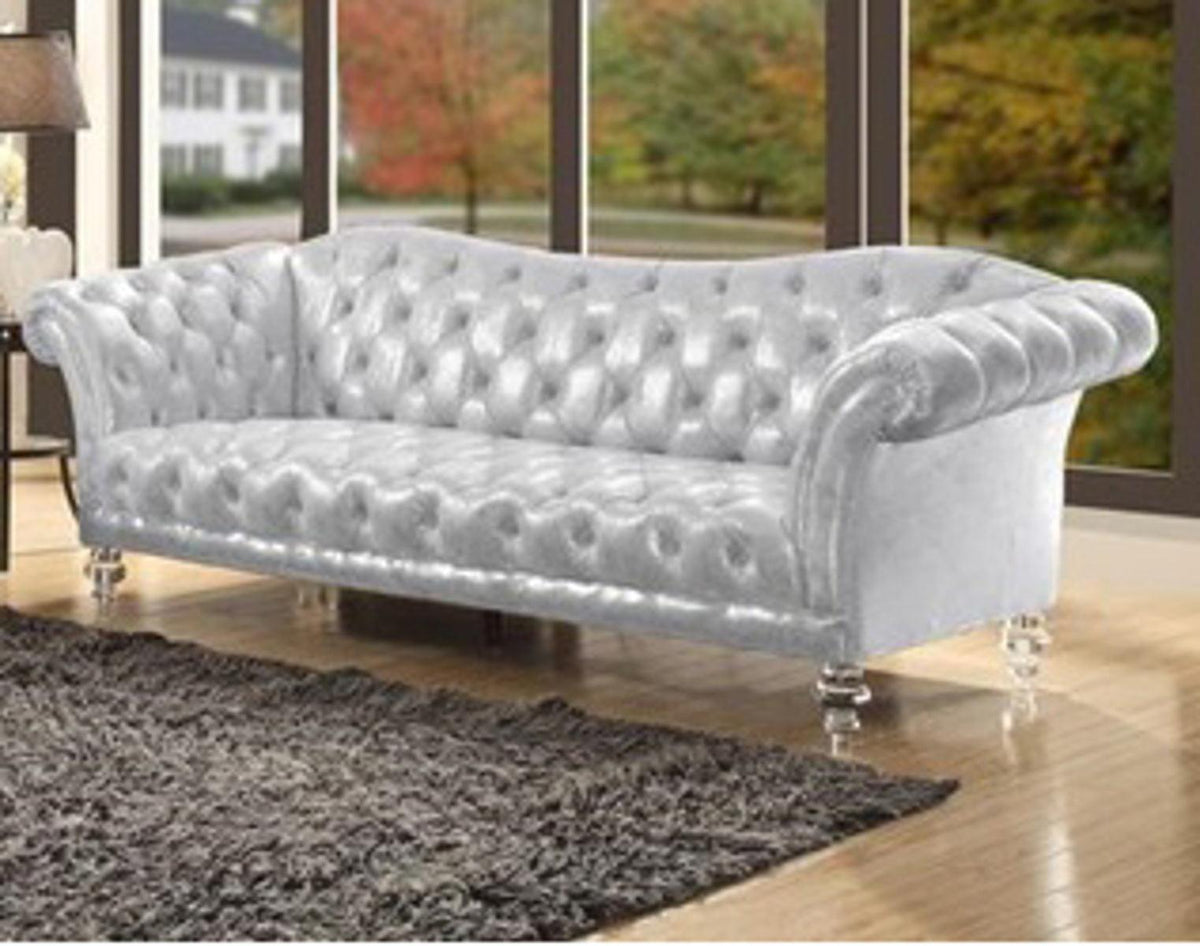 Acme Furniture Dixie Sofa in Metallic Silver 52780  Las Vegas Furniture Stores