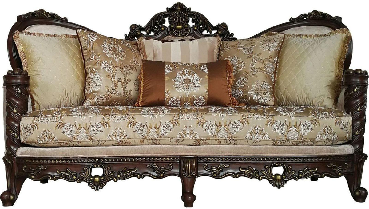 Acme Furniture Devayne Sofa with 6 Pillows in Dark Walnut 50685  Las Vegas Furniture Stores
