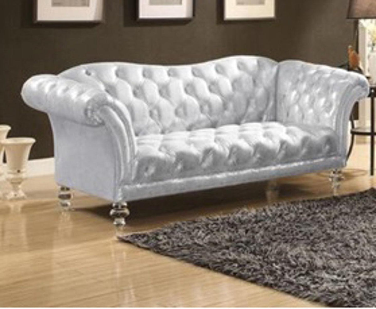 Acme Furniture Dixie Loveseat in Metallic Silver 52781  Las Vegas Furniture Stores