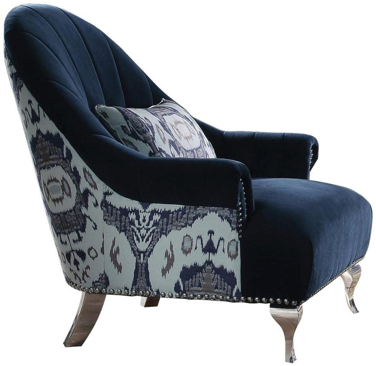 Acme Furniture Jaborosa Chair with 1 Pillow in Blue 50347  Las Vegas Furniture Stores