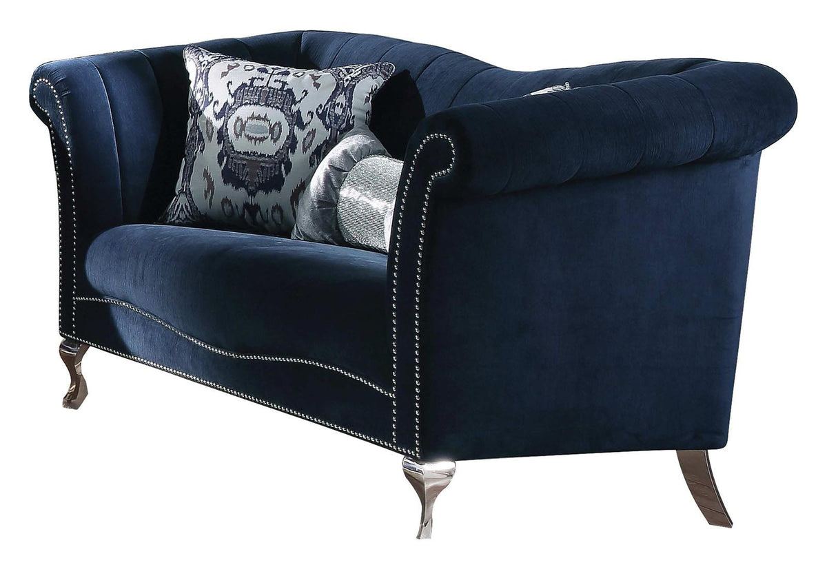 Acme Furniture Jaborosa Loveseat with 2 Pillows in Blue 50345  Las Vegas Furniture Stores