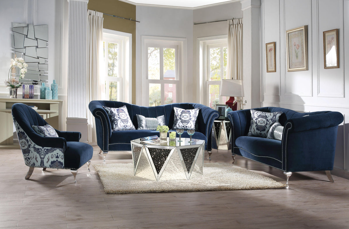 Acme Furniture Jaborosa Sofa with 3 Pillows in Blue 50345  Las Vegas Furniture Stores