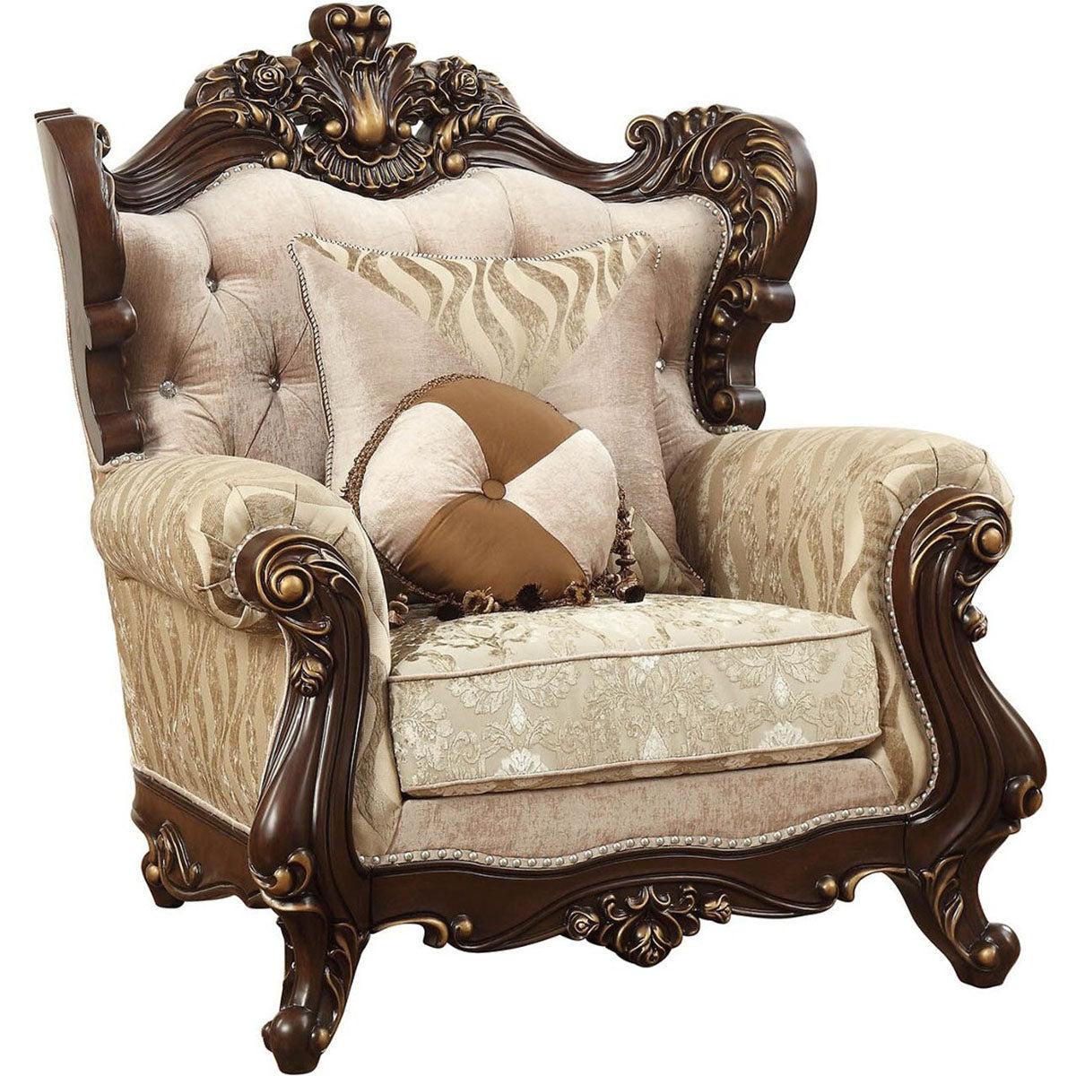 Acme Furniture Shalisa Chair with 2 Pillows in Walnut 51052  Las Vegas Furniture Stores
