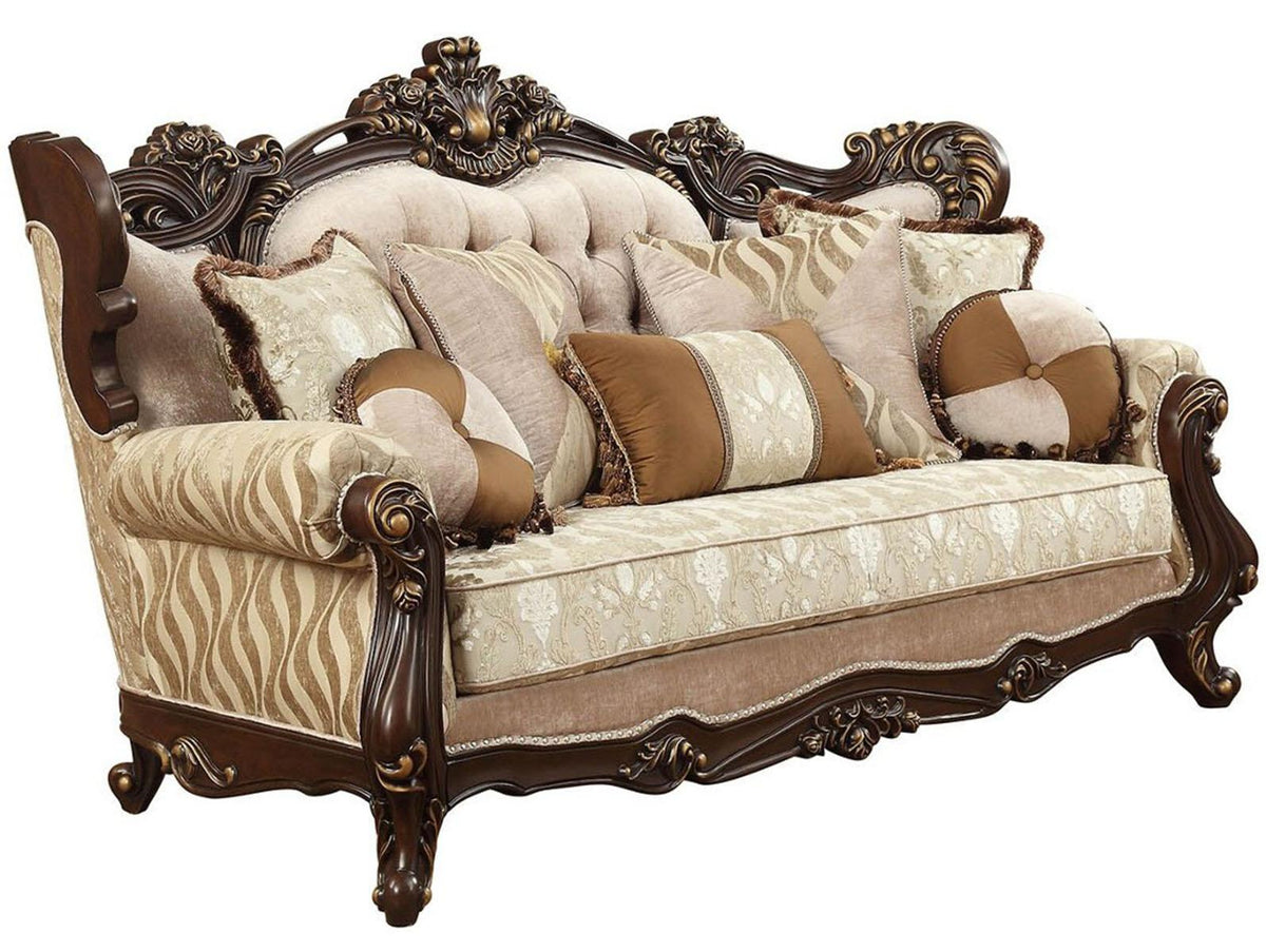Acme Furniture Shalisa Sofa with 7 Pillows in Walnut 51050  Las Vegas Furniture Stores