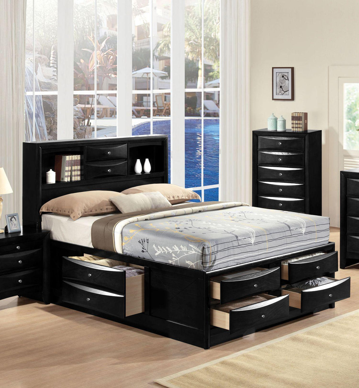 Acme Ireland King Storage Bed in Black 21606EK  Las Vegas Furniture Stores