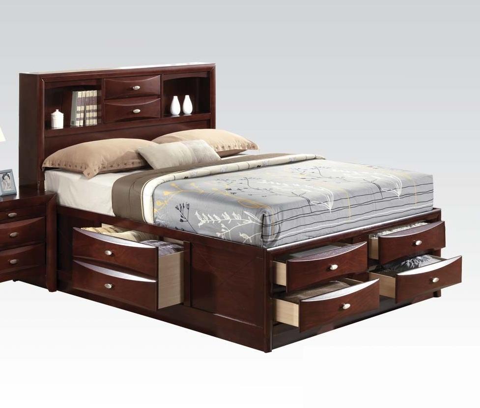 Acme Ireland King Storage Bed in Brown 21596EK  Las Vegas Furniture Stores