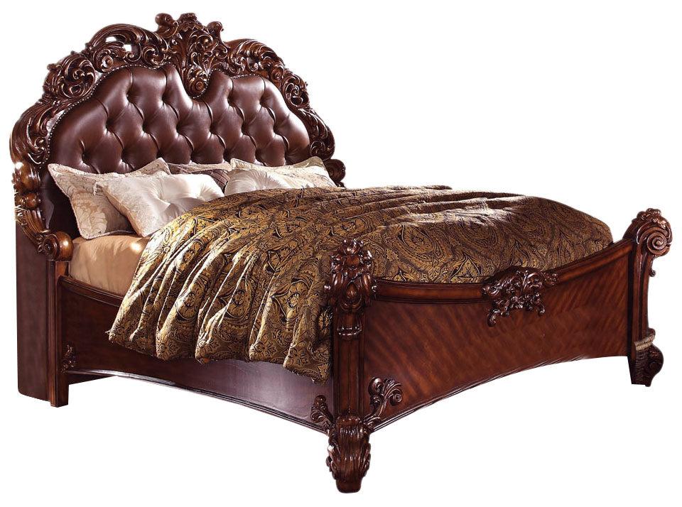 Acme Vendome California King Panel Bed with Button Tufted Headboard in Cherry 21994CK  Las Vegas Furniture Stores