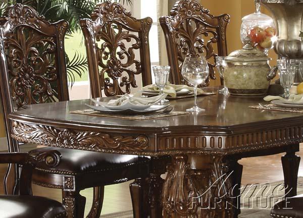 Acme Vendome Double Pedestal Dining Table in Cherry  Las Vegas Furniture Stores