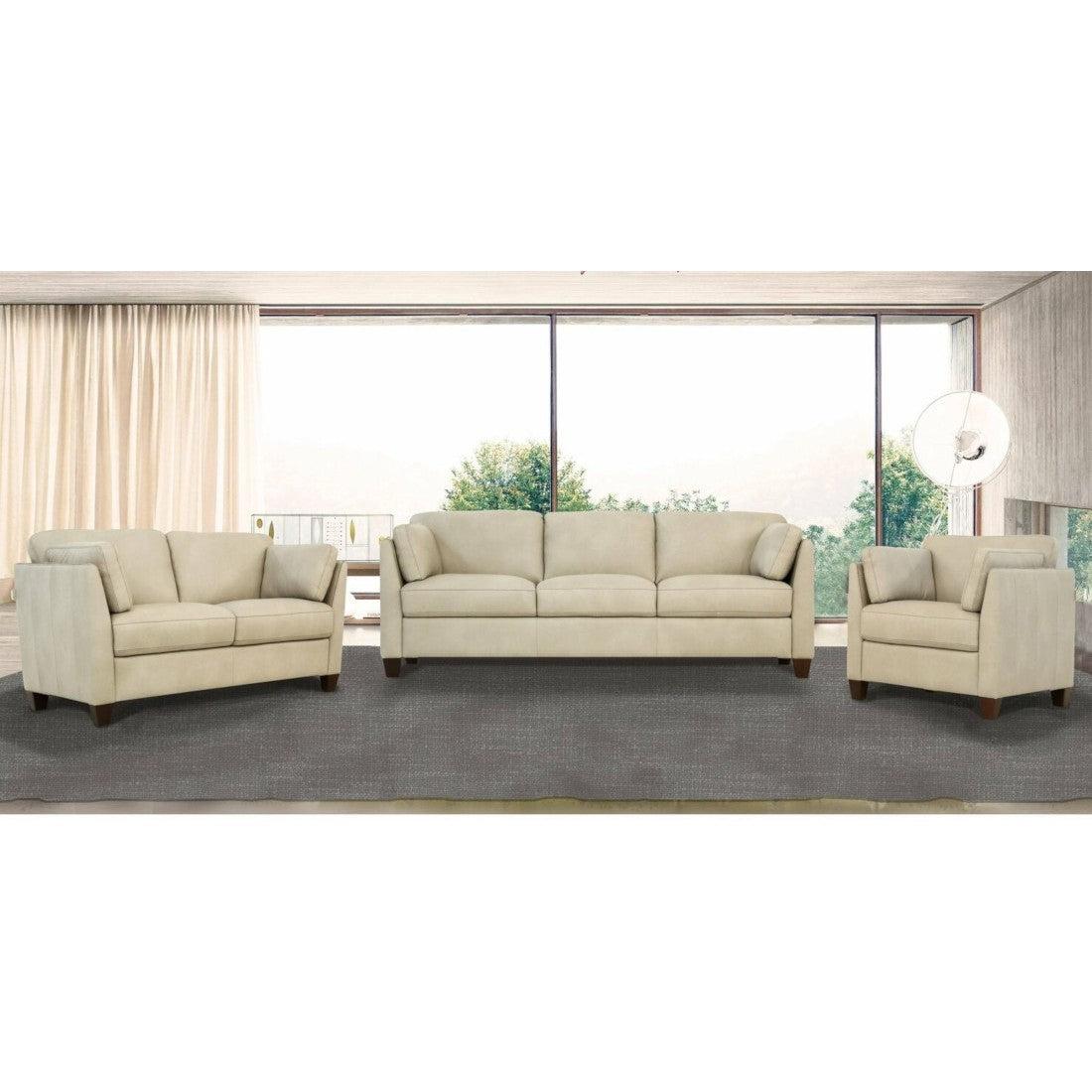 Matias Dusty White Leather 3-Piece Living Room Set  Las Vegas Furniture Stores