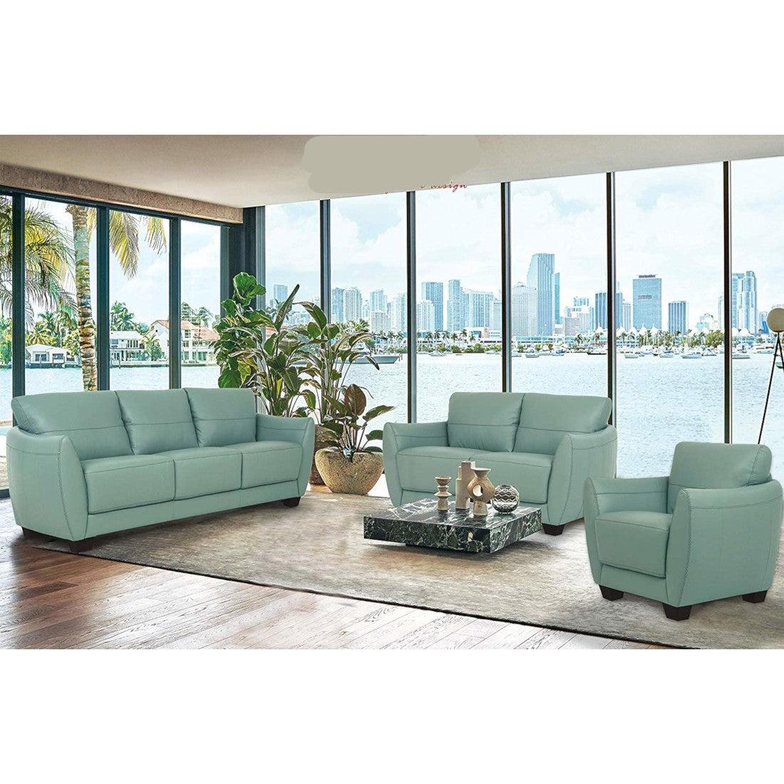 Valeria Watery Leather 3-Piece Living Room Set  Las Vegas Furniture Stores