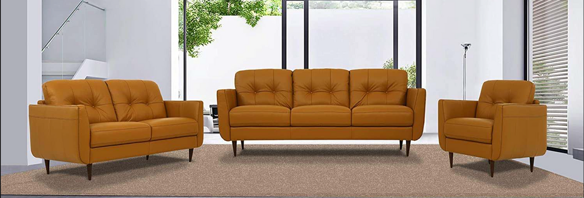 Radwan Pesto Camel Leather 3-Piece Living Room Set  Las Vegas Furniture Stores