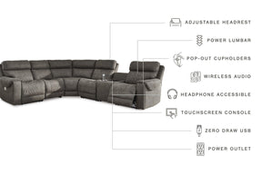 Hoopster 6-Piece Power Reclining Sectional - Half Price Furniture