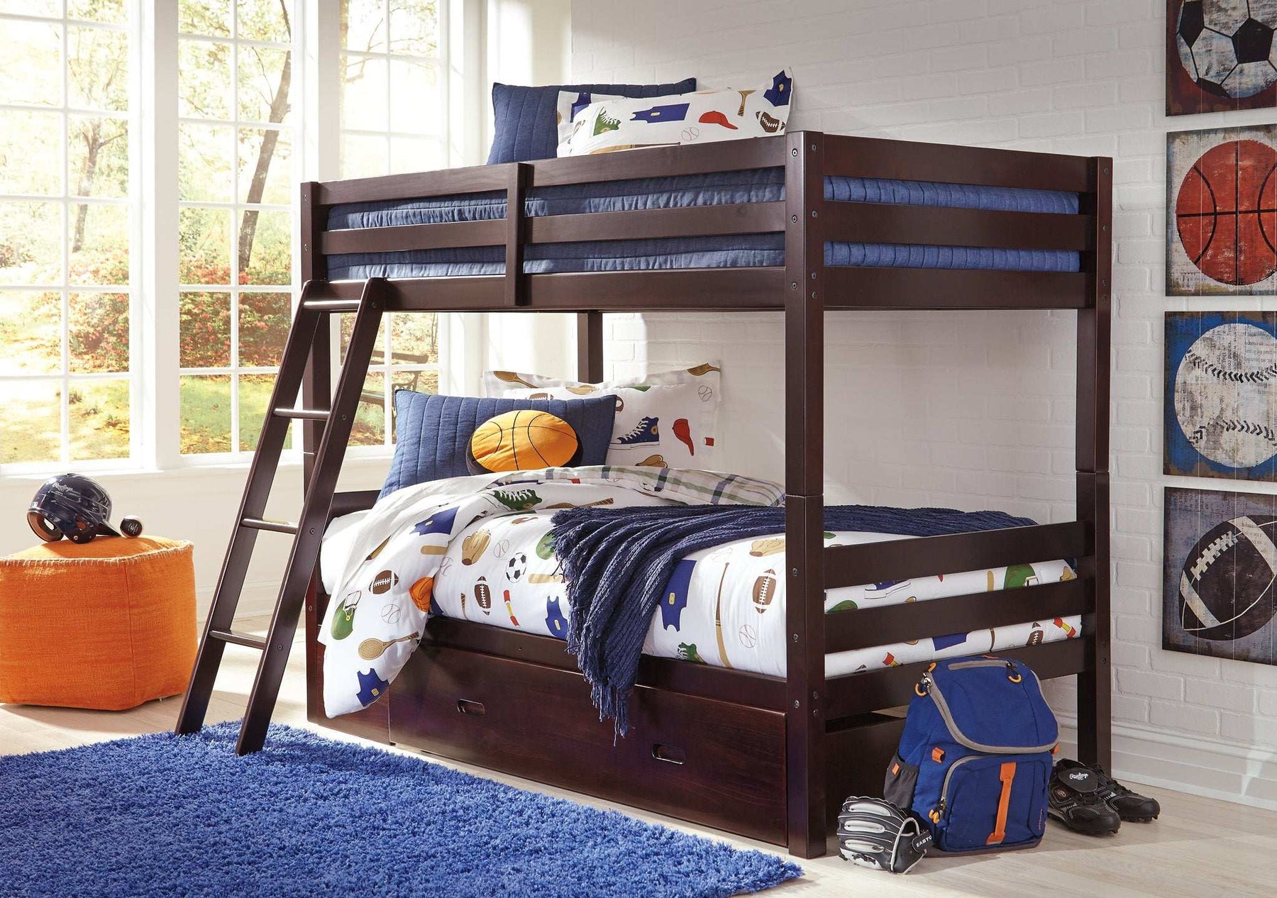 Halanton Youth Bunk Bed with 1 Large Storage Drawer Half Price Furniture