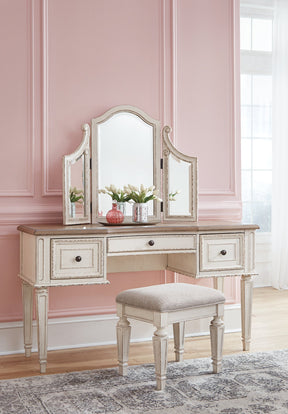 Realyn Vanity and Mirror with Stool - Half Price Furniture