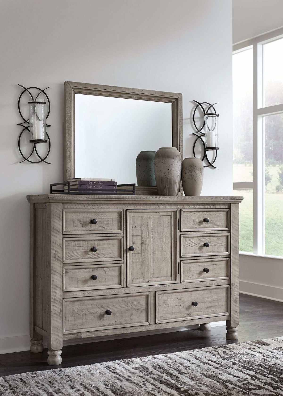 Harrastone Dresser and Mirror Half Price Furniture