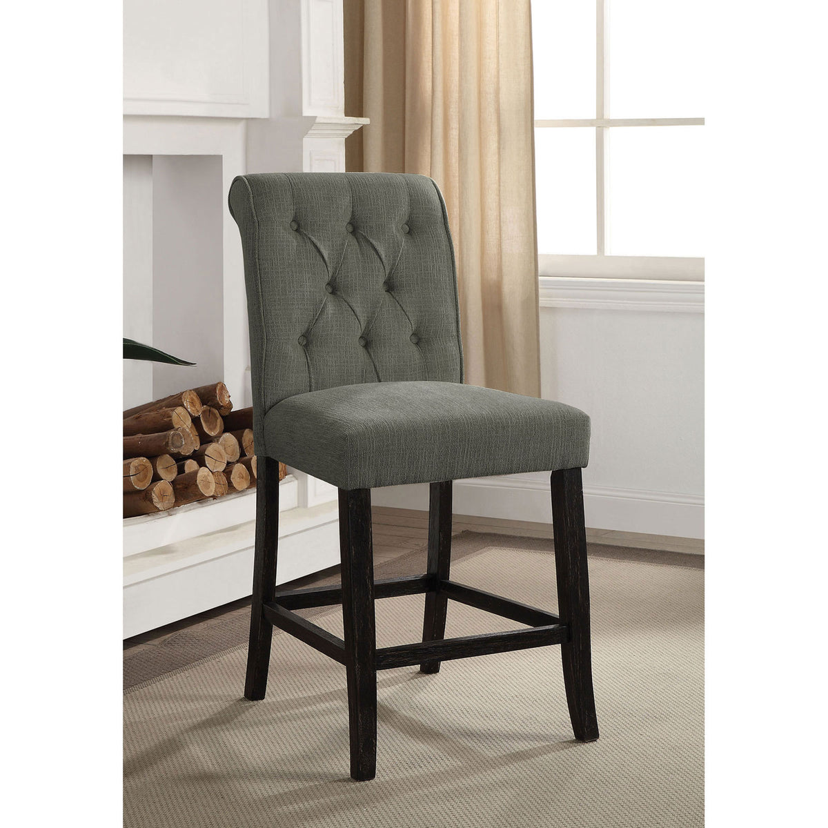 Izzy Gray/Antique Black Counter Ht. Chair, Gray (2/CTN) - Half Price Furniture