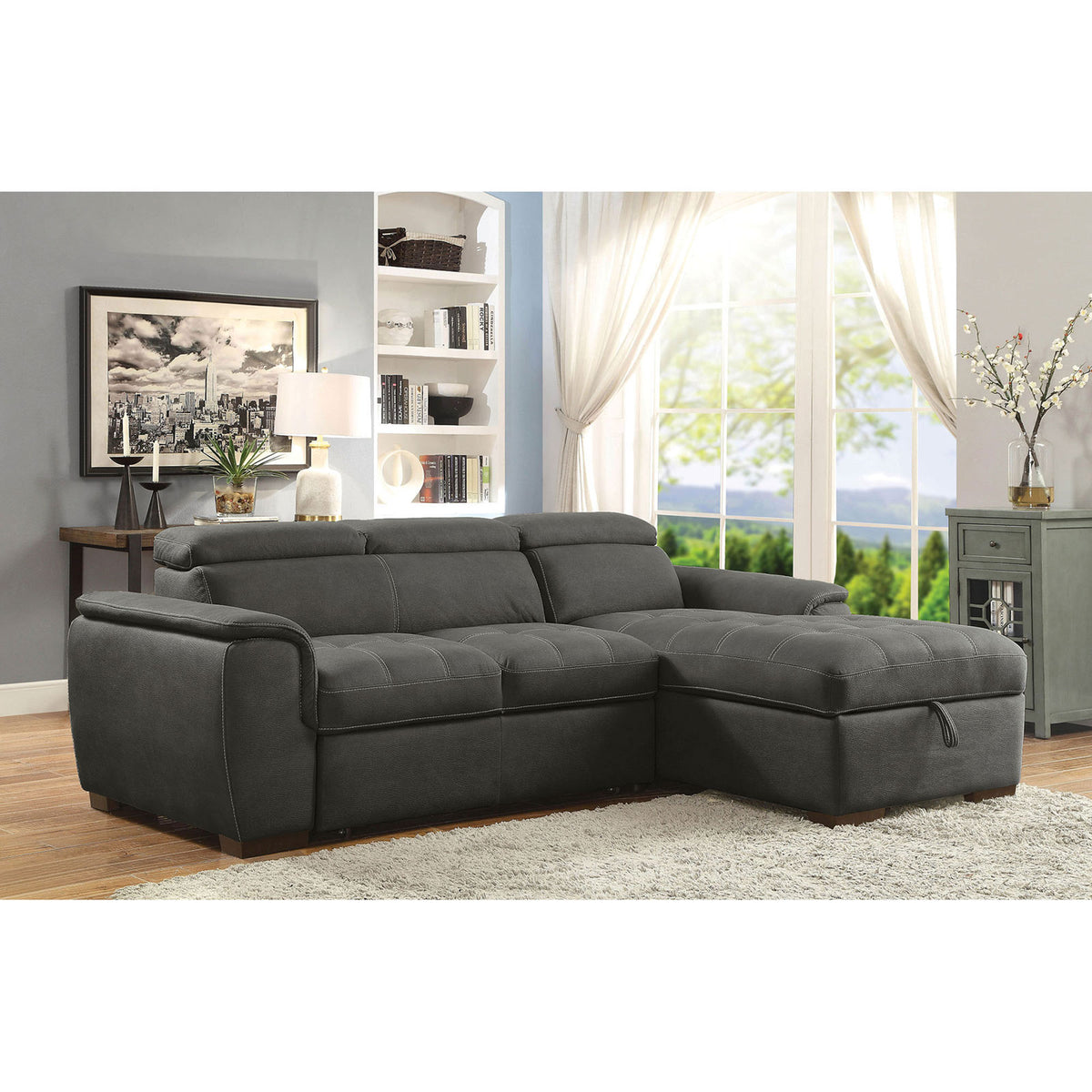 Patty Graphite Sectional, Graphite - Half Price Furniture