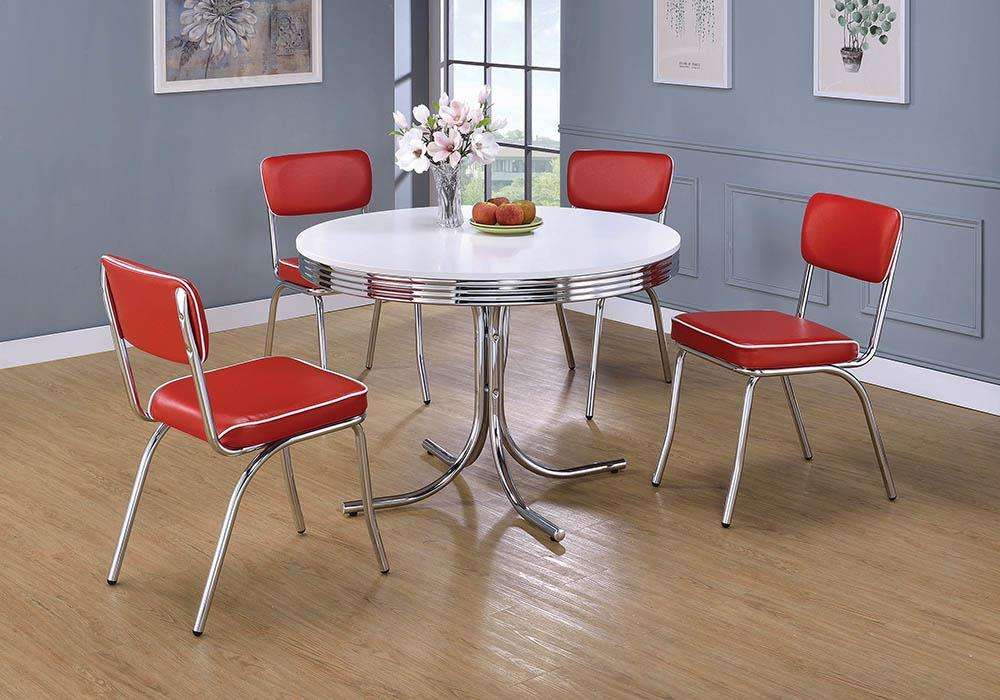 Retro Open Back Side Chairs Red and Chrome (Set of 2) Half Price Furniture