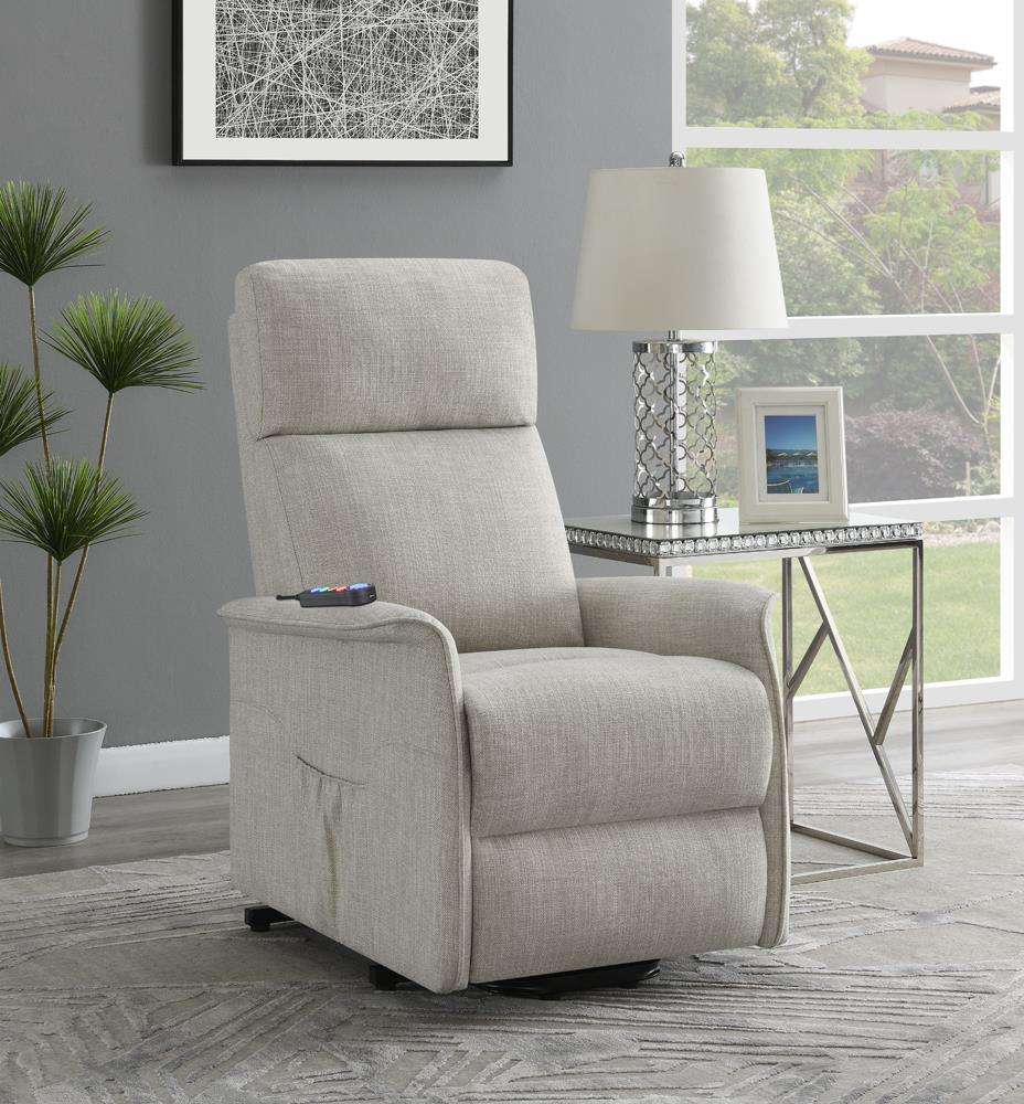 Herrera Power Lift Recliner with Wired Remote Beige Half Price Furniture