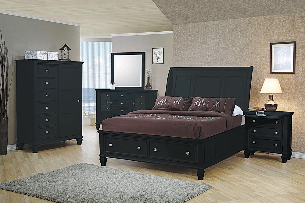 Sandy Beach Queen Storage Sleigh Bed Black - Bed - Half Price Furniture
