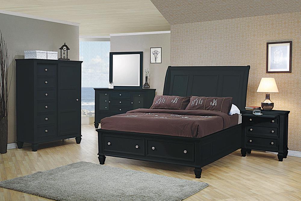 Sandy Beach Queen Storage Sleigh Bed Black  Las Vegas Furniture Stores
