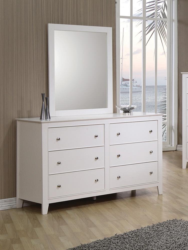 Selena Rectangular Dresser Mirror Cream White - Half Price Furniture