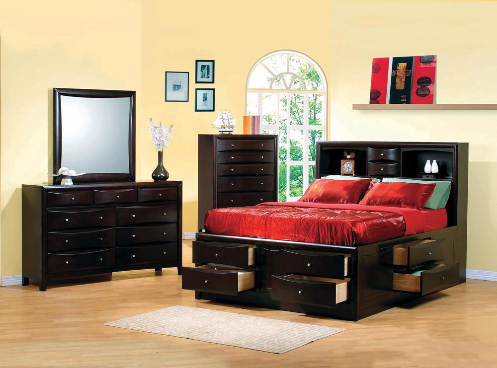 Phoenix 10-drawer Queen Bed Deep Cappuccino - Half Price Furniture