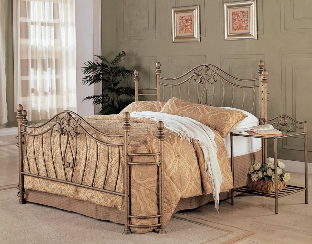 Sydney Queen Bed Antique Brushed Gold - Half Price Furniture
