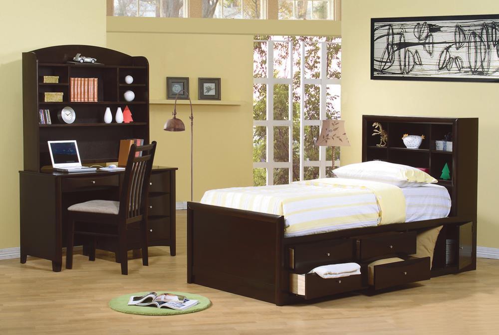Phoenix Full Bookcase Bed with Underbed Storage Cappuccino - Half Price Furniture