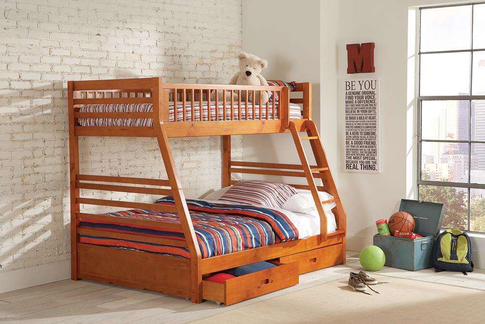 Ashton Twin Over Full 2-drawer Bunk Bed Honey Half Price Furniture