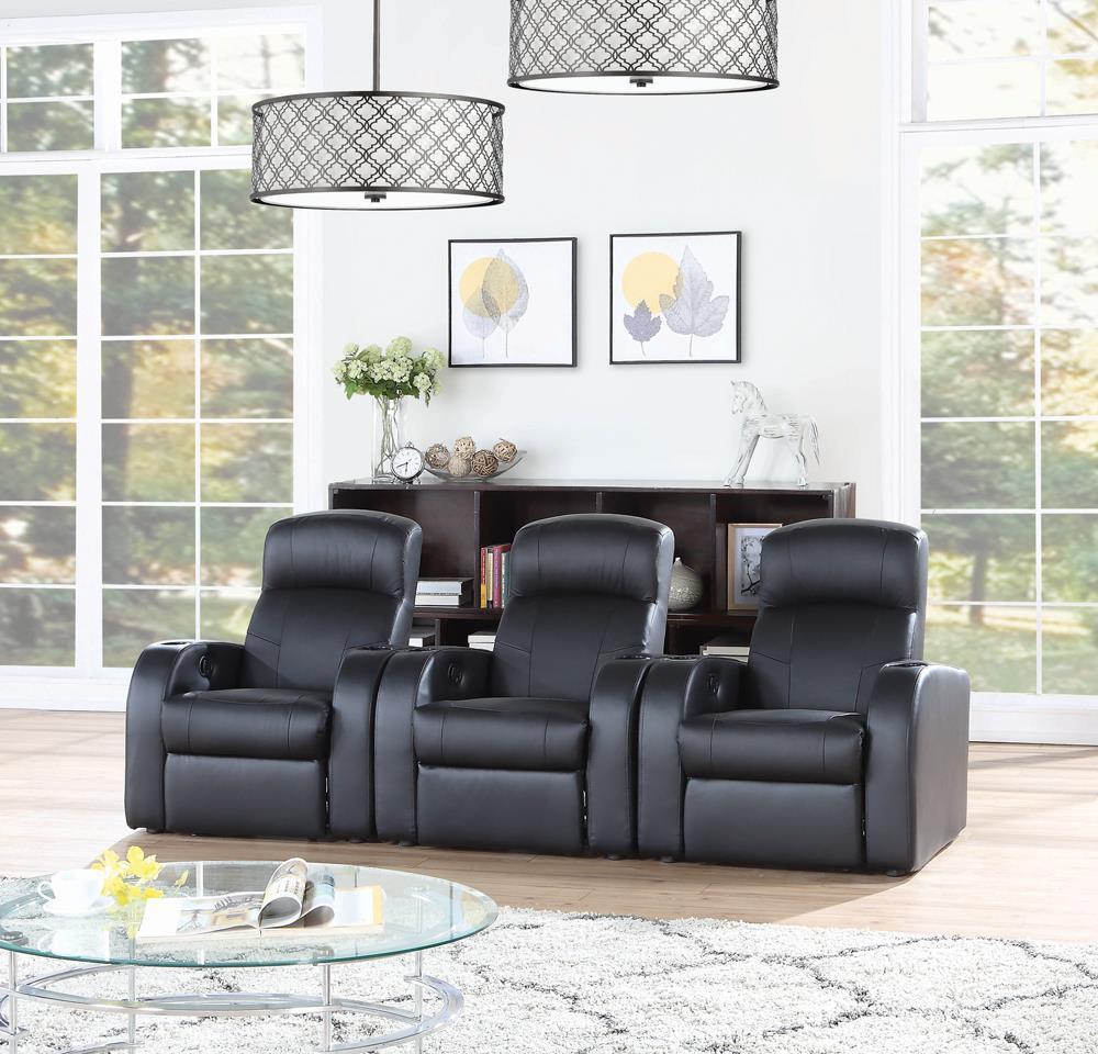 Cyrus Home Theater Upholstered Recliner Black Cyrus Home Theater Upholstered Recliner Black Half Price Furniture