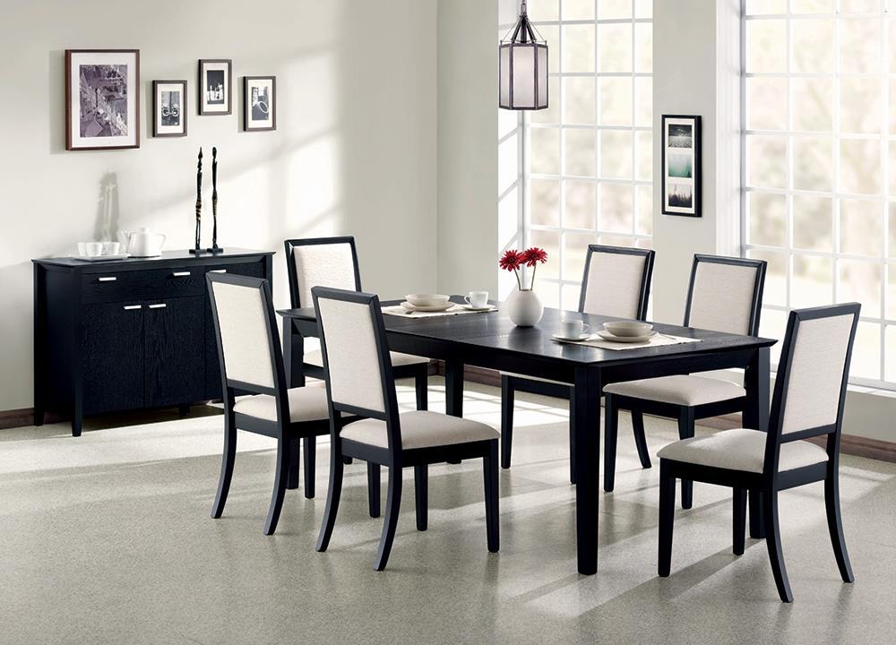 Louise Rectangular Dining Table with Extension Leaf Black - Dining Table - Half Price Furniture
