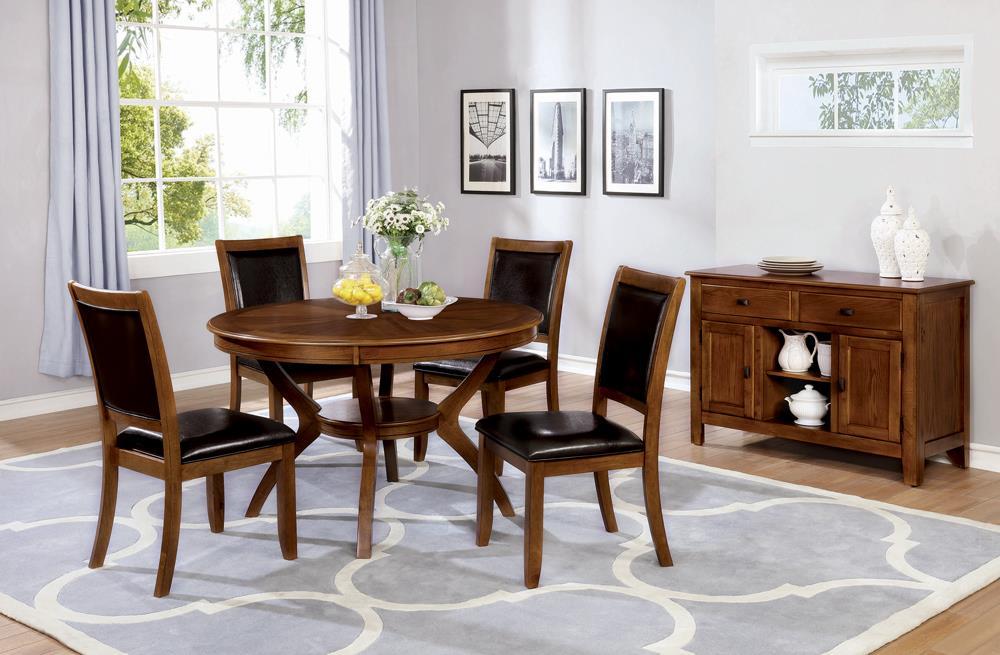 Nelms Dining Table with Shelf Deep Brown  Las Vegas Furniture Stores