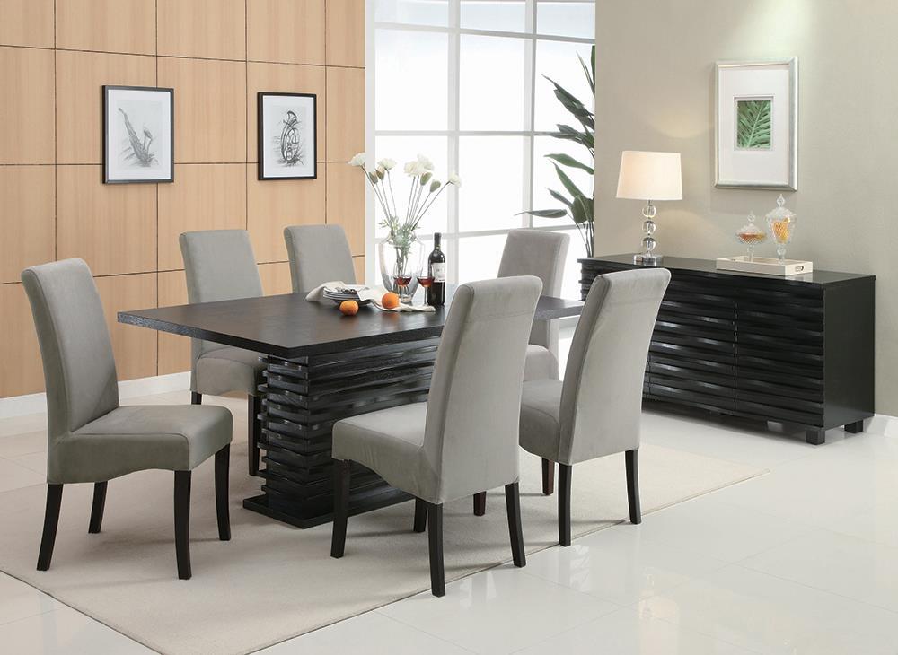 Stanton Rectangle Pedestal Dining Table Black  Las Vegas Furniture Stores