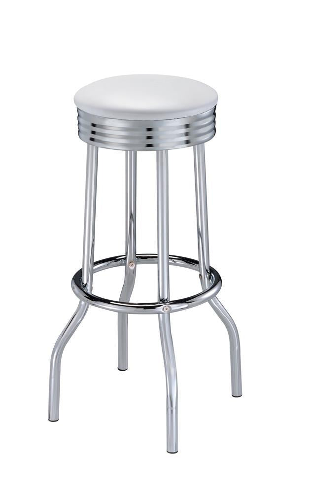 Theodore Upholstered Top Bar Stools White and Chrome (Set of 2) - Half Price Furniture